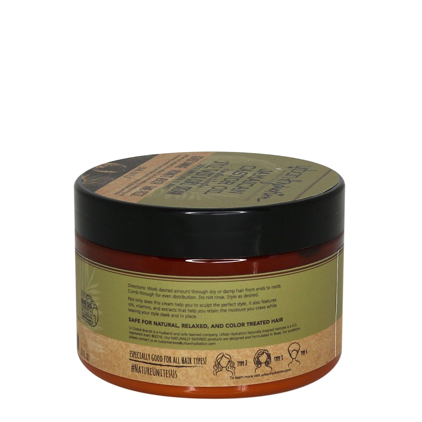 Urban Hydration Jamaican Castor Oil Curl Styling Cream | Sulfate, Paraben and Dye Free, Moisturizes, Thickens, Prevents Breakage
