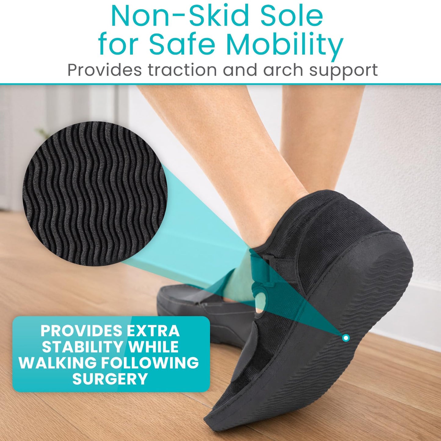 Vive Post Op Shoe - Lightweight Medical Walking Boot with Adjustable Strap - Orthopedic Recovery Cast Shoe for Post Surgery, Fractured Foot, Injured Toes, Stress Fracture, Sprains - Left or Right Foot