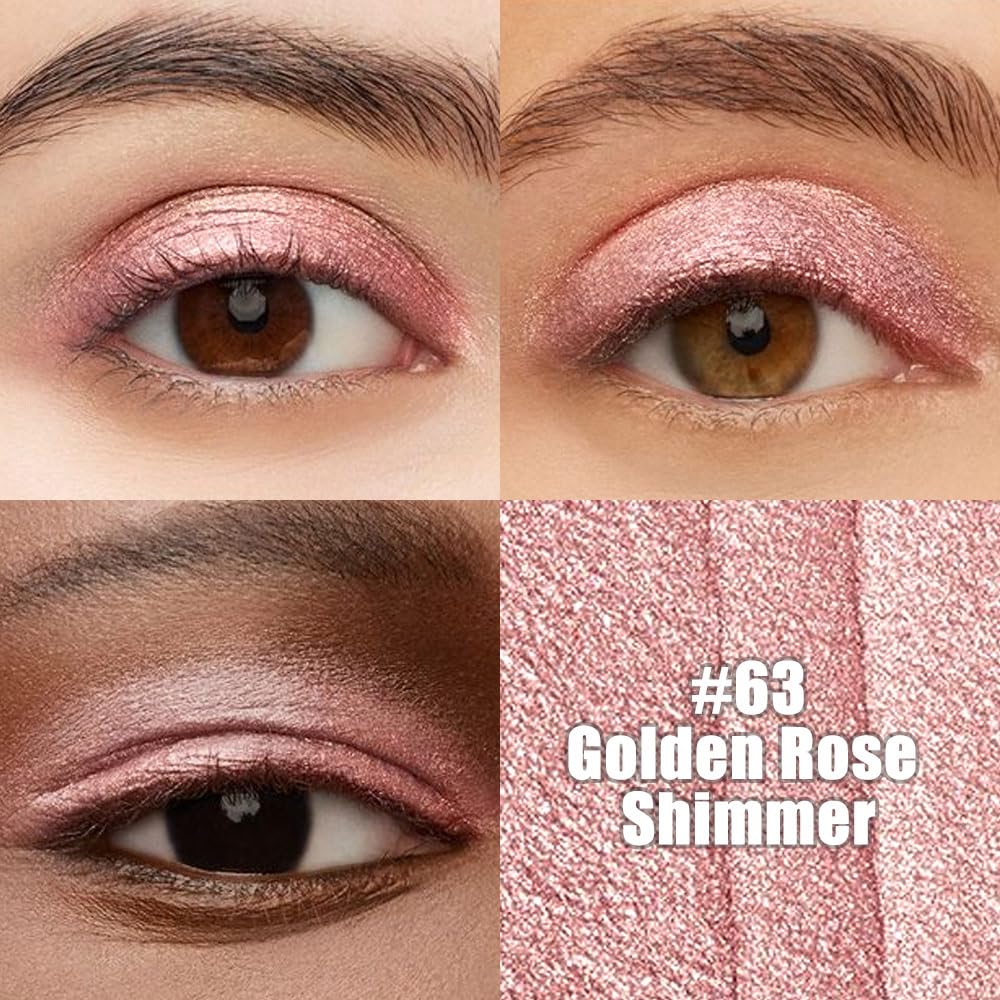 evpct Gold Rose Shimmer Cream Eye Shadow Sticks Brightener Pencils for Women, Rose Silky Eyeshadow Applicator Stick Pen Waterpro