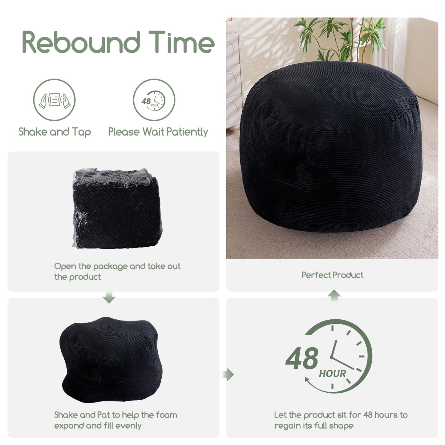 HIGOGOGO Giant Bean Bag Chair Bed for Adults,Convertible Beanbag Folds from Lazy Chair to Floor Mattress Bed,Large Floor Sofa Couch for Adult,Couples,Family,High-Density Foam Filling, Machine Washable