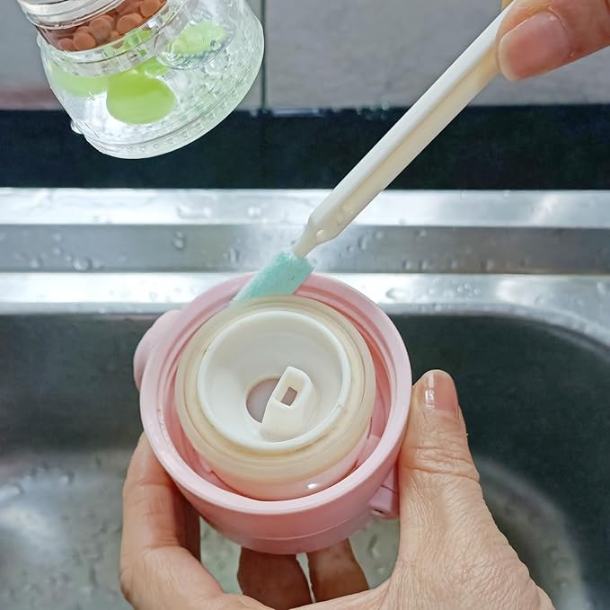 Coralpearl Bottle Cap Brush Mini with Little Flat Detail Scrubbers, Tiny Crevice Split Crack Cleaner for Cleaning Groove Gap Corner of Lids, Window Door Tracks, Grout, Small Parts, and Keyboard (3)