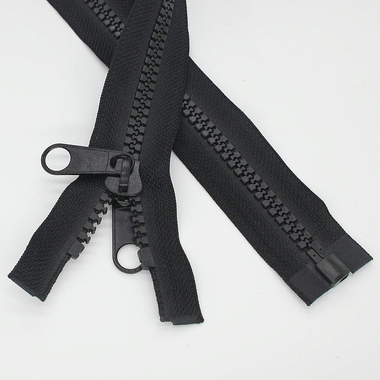 Leekayer 2PCS #10 40 Inch Heavy Duty Zippers for Sewing Separating Large Plastic Zippers Black Tape with Double Pull Tab Slider, Sleeping Bag, Boat, Canvas, Cover, Trampoline, Dog Bed,Tent (40" 2pcs)