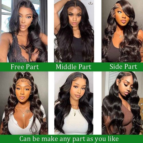 Douyin Body Wave Lace Front Wigs Human Hair Pre Plucked 24 Inch 180% Density 13x4 HD Lace Front Wigs For Women Human Hair Wigs Glueless Transparent Frontal Wig Natural Black Color