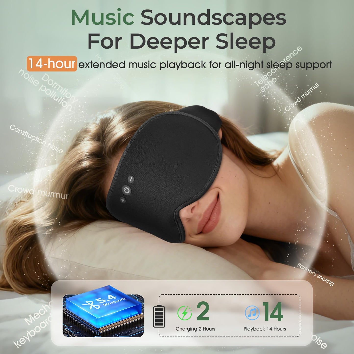 Smart Bluetooth Bamboo Cotton Sleep Mask Headphones, 3D Weighted Compress Cooling Gel Eye Mask 100% Blackout Sleep Mask Zero Eye Pressure|Warm&Cooling mask Hot Cold Therapy Sleep Headphones