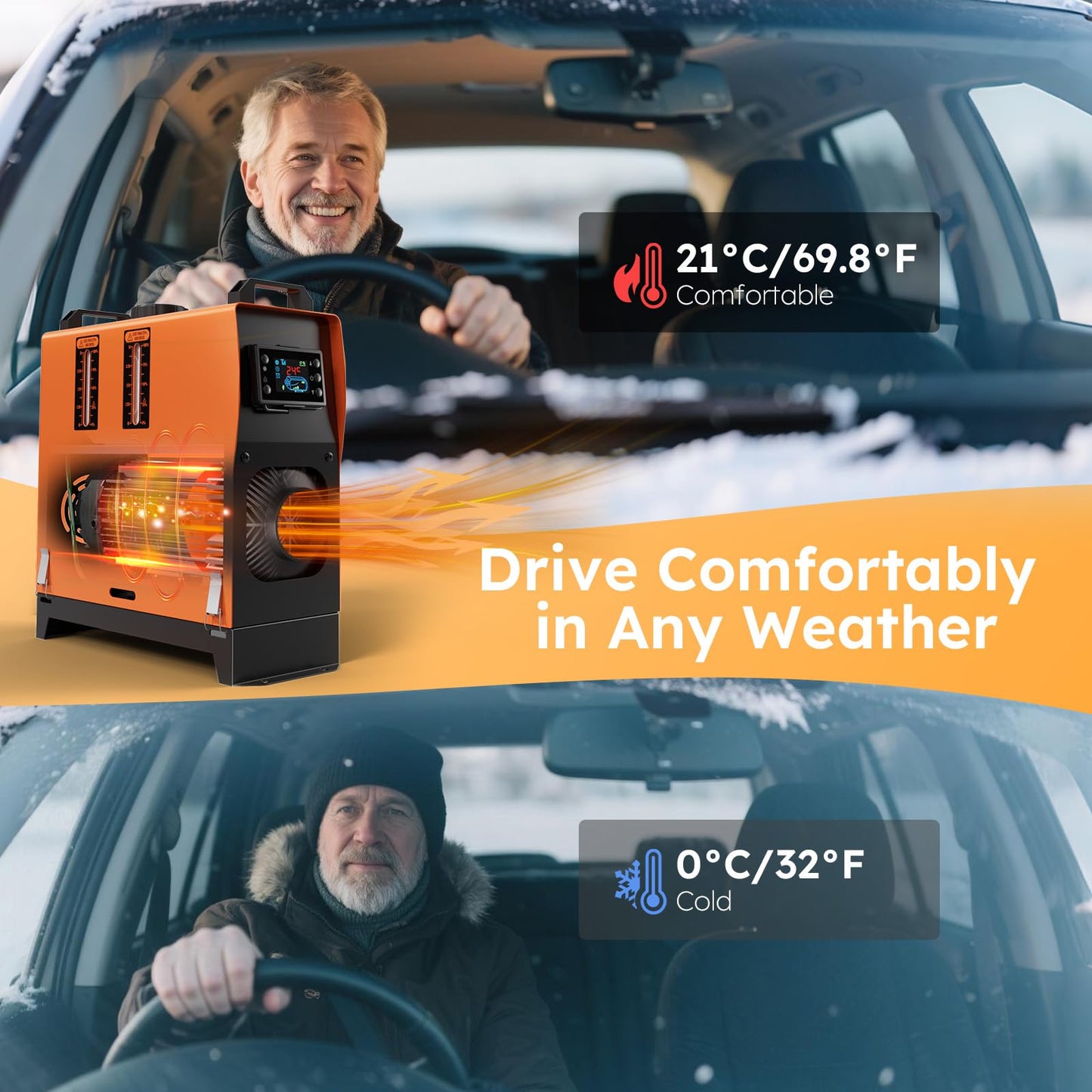 Diesel Heater 12V 8KW with 1.32 Gal Fuel Tank and Remote Control, All in One Air Heater for RV, Truck, Boat, Camper, Car (Orange)
