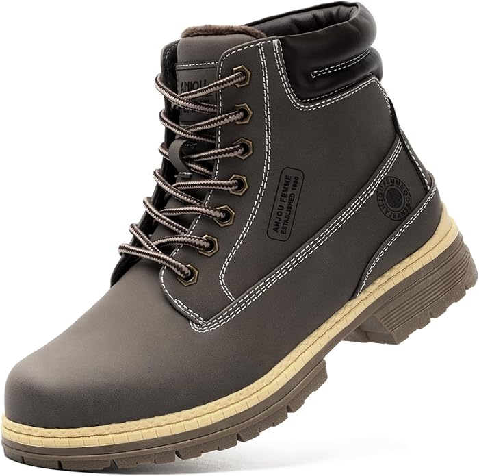 ANJOUFEMME Combat Work Hiking Boots for Women - Ladies Casual Waterproof Outdoor Boots, Walking Hiking Shoes, Backpacking ...