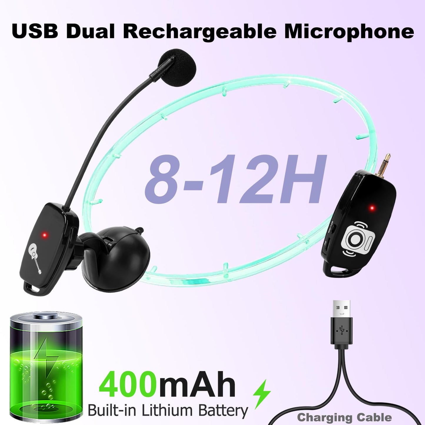 SAYTINAI Wireless Instrument Microphone System, 2.4G Cordless Clip-on Mics, Black, Model 2.4G MIC W 05 for Musicians and Performances