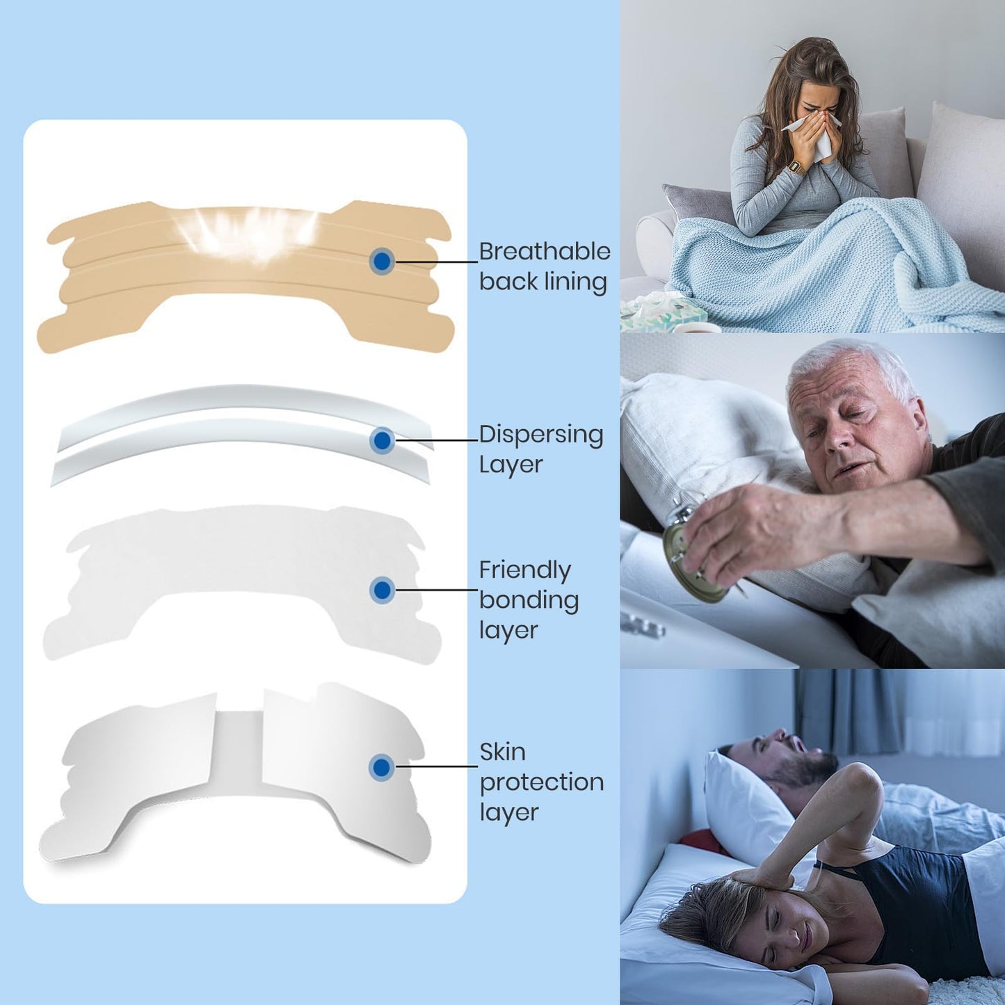 MQUPIN 300 Counts Nasal Strips Upgraded, Nasal Strips for Snoring, Safe, Long Effect, Reduction Snoring(66mm*19mm)