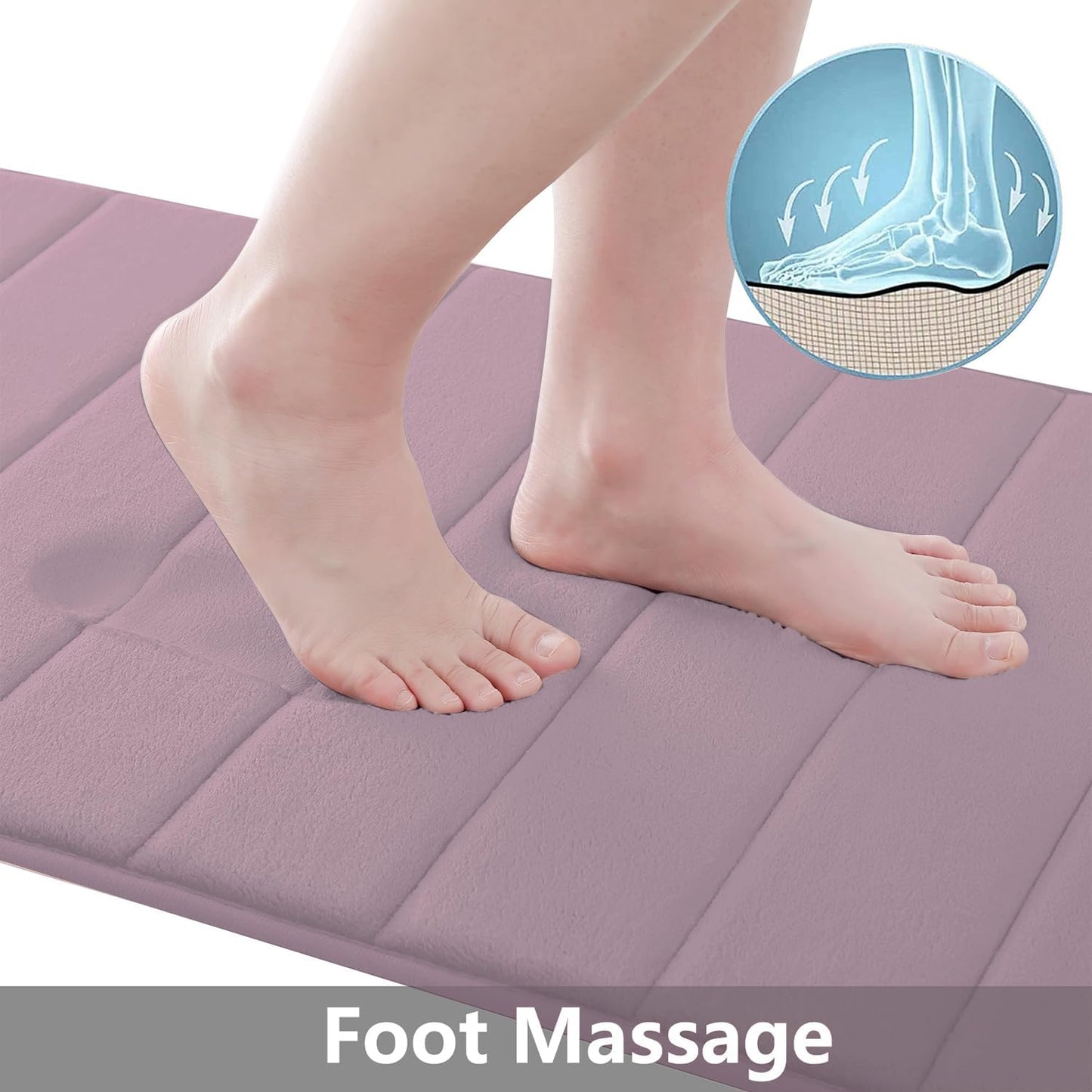 Buganda Memory Foam Bath Mat, 60" x 24", Ultra Soft and Non-Slip Bathroom Rugs, Water Absorbent and Machine Washable Bath Rug Runner for Bathroom, Shower, and Tub, Mauve