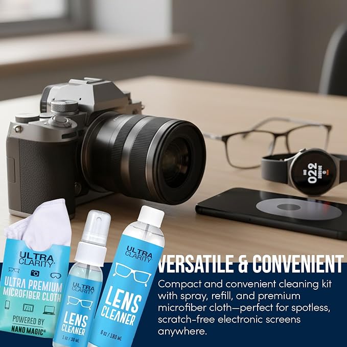 Powered by Nano Magic Eyeglass Lens Cleaning Spray 7oz Value Pack | 1oz Spray, 6oz Refill, Microfiber Cloth | For Glasses, Phone, Electronic Screens, Optic Surfaces, Coated Surfaces