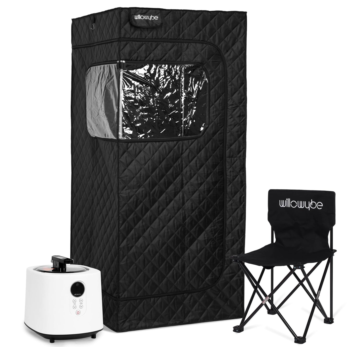 WILLOWYBE Portable Steam Sauna with Bluetooth Control, 4L KingPower Steamer, Body Tent, Foldable Chair, Personal Home Spa