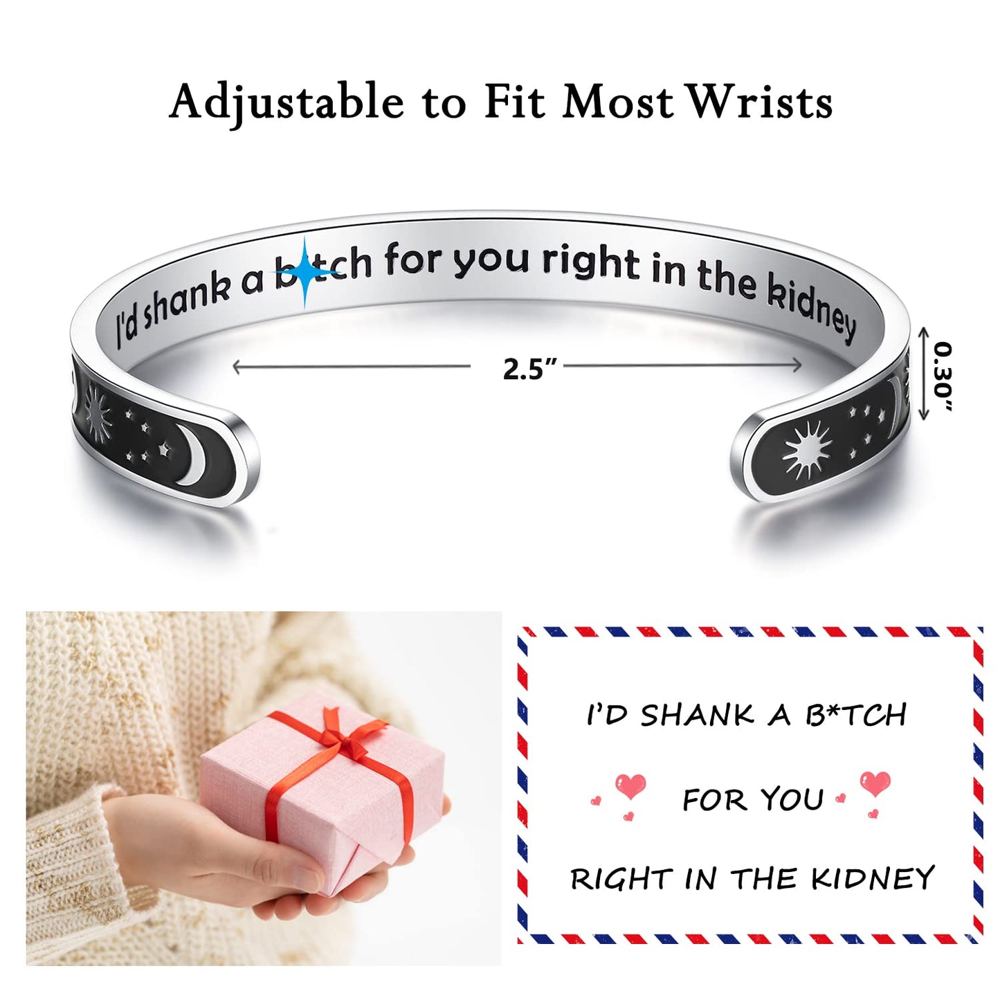 TONY & SANDY Friend Gifts for Women Id Shank a b for You Bracelet Best Friend Birthday Christmas Gift for Women Funny Easter Mot