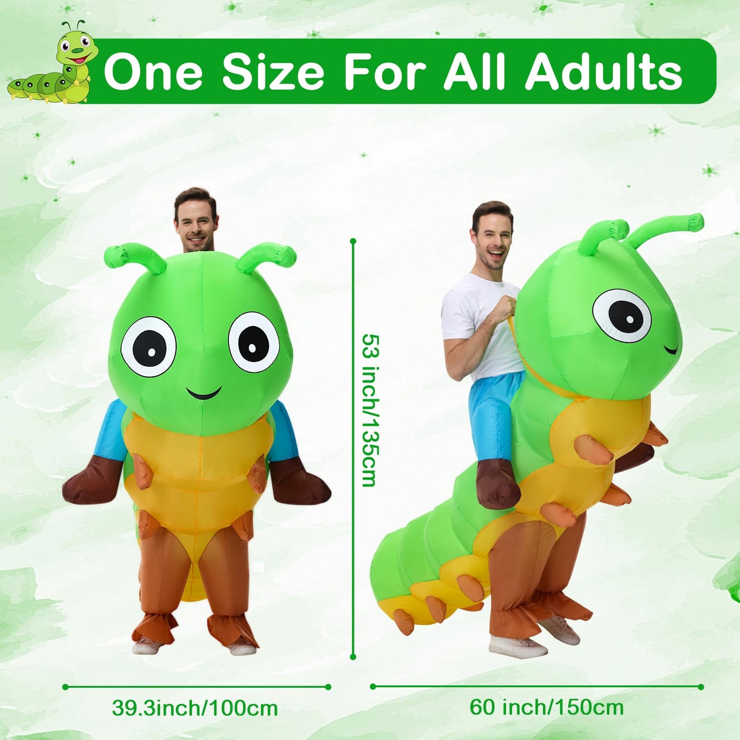 Acekar Inflatable Costume For Adults,Inflatable Caterpillar Riding Costume,Halloween Blow up Costume for Women Men Cosplay Parties