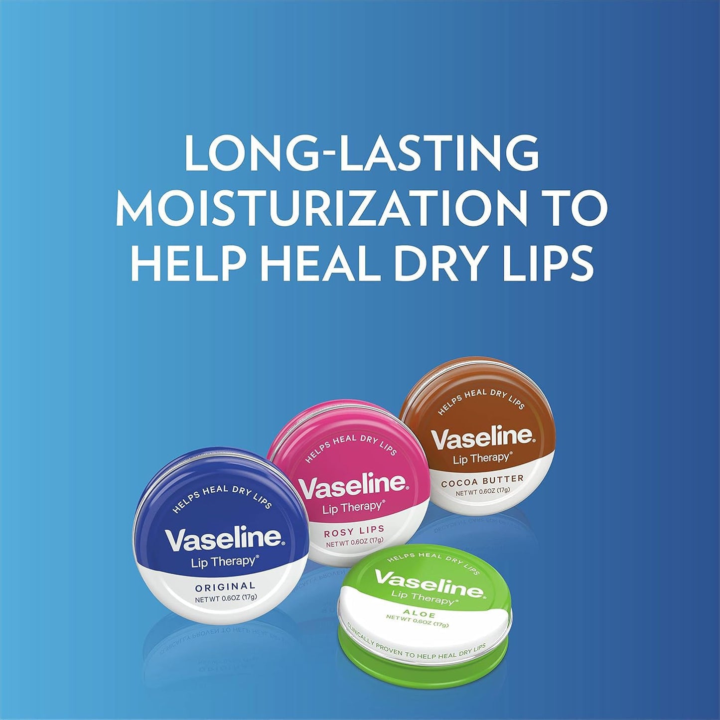 Vaseline Lip Therapy Rosy Lips Tin 3-Pack - Tinted Lip Balm for Soft, Smooth, Glossy Lips, 0.6 Oz Ea