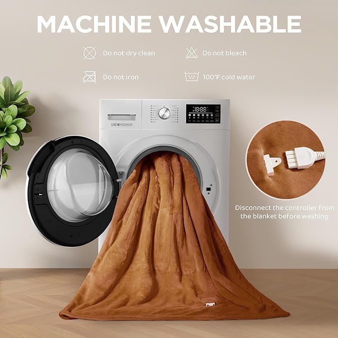 Heated Blanket King Size - Dual Controllers Electric Blanket King with 9 Heat Settings & 10 Hour Auto Off,Overheat Protection,Machine Washable 100"x90"(Cocoa Brown)