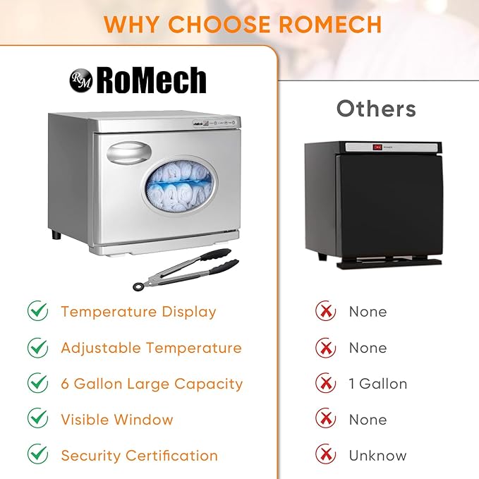 ROMECH 23L Hot Towel Warmer Cabinet, Professional Towel Heater with LED Temperature Display Setting, Extra Large Capacity Towel Warmers for Spa Massage Salon Home (Silver, 23L)