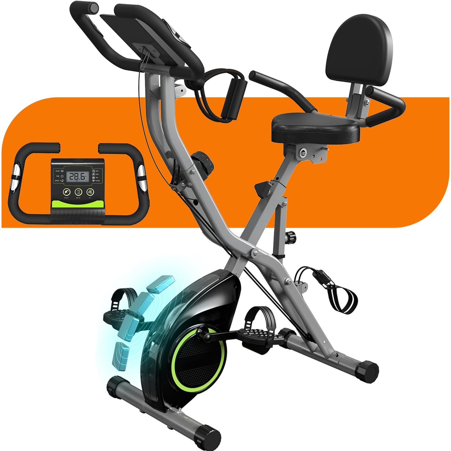 Exercise Bike for Seniors, 5 IN 1 Foldable Stationary Bike with Tri-Position Ride, 300LBS Capacity and 5.5 LBS Flywheel, Designed for Home Gym