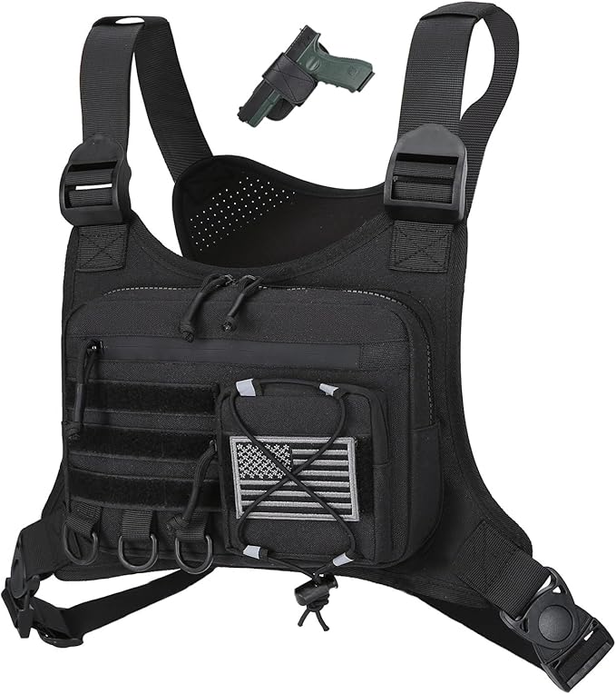 koculemi Outdoor Sports Chest Bag for Men, Chest Vest Holster Fits Most Pistols, EDC Travel Chest Pack for Running, Hiking
