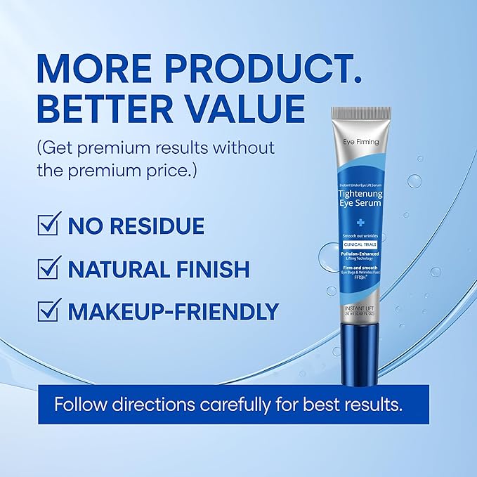 Instant Under Eye Lift Serum,Advanced Reduces Eye Bags, Wrinkles, Puffy Eyes, Dark Circles and Crow’s Feet-Revive Eyes Serum for Mature Skin - 20ml/0.68 fl oz
