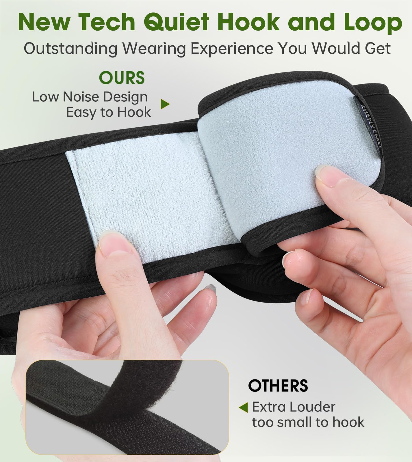 ZHENYEMEI Bamboo Cotton Sleep Mask with Bluetooth Wireless Headphones - Blackout Eye Mask for Sleeping 3D Contoured Sleep Headband Ear Muffs Lengthen & Low Noise Hook for Better Experience (Black)