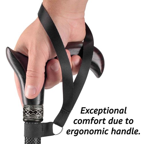 Asterom Carbon Fiber Cane - Lightweight, Ergonomic, Adjustable - Walking Canes for Men & Women, Carbon Walking Cane, Cool Walking Sticks for Seniors (Derby)