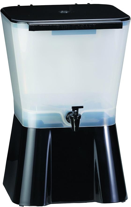 TableCraft H953 3-Gallon Beverage Dispenser Black And Clear