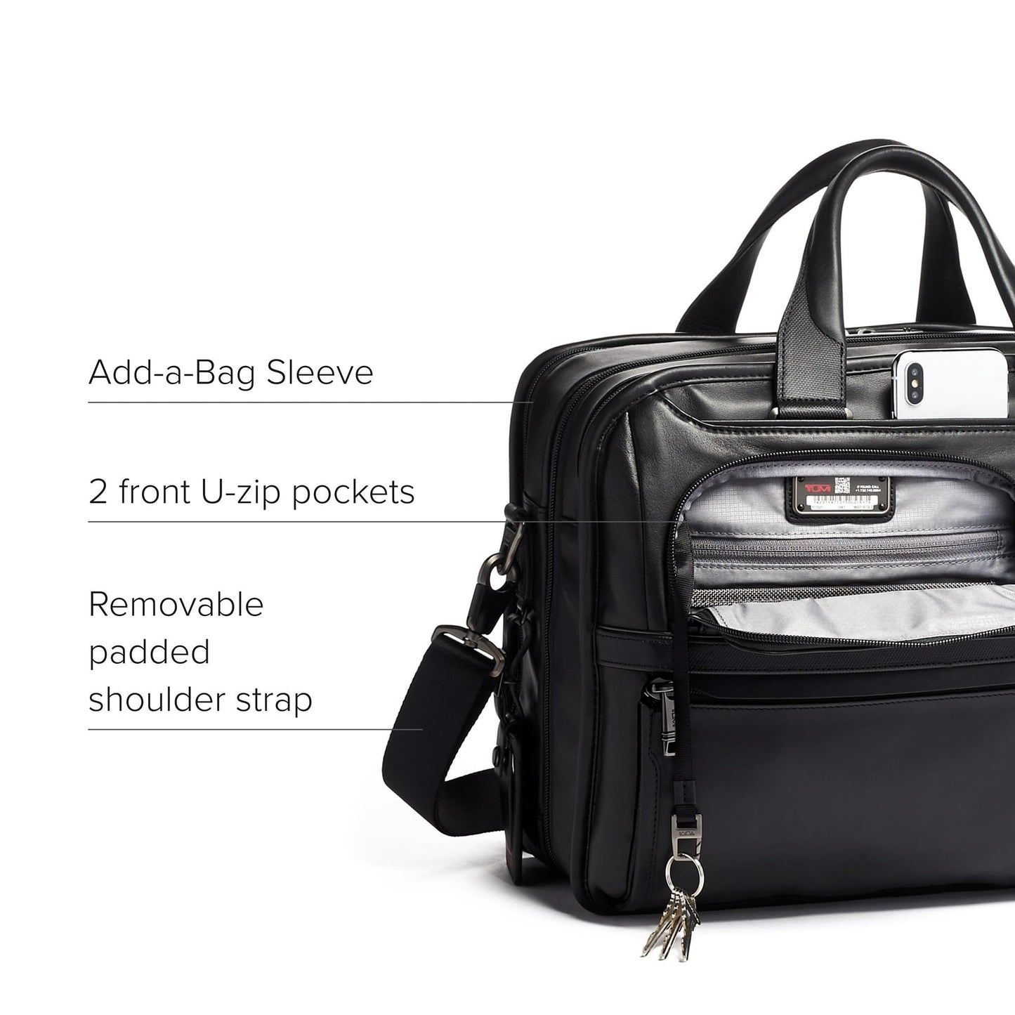 TUMI - Alpha Medium 15" Expansion Laptop Briefcase - Professional Briefcase for Commute or Travel - Padded Compartment Fits up to 15" Screen - Black Leather