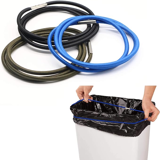 Rubber Bands, Trash Can Bands for 13 to 30 Gallon Garbage Cans, Durable Trash Bag Bands Elastic Bands to Hold Trash can bags in Place, Black, Blue, and Olive Green