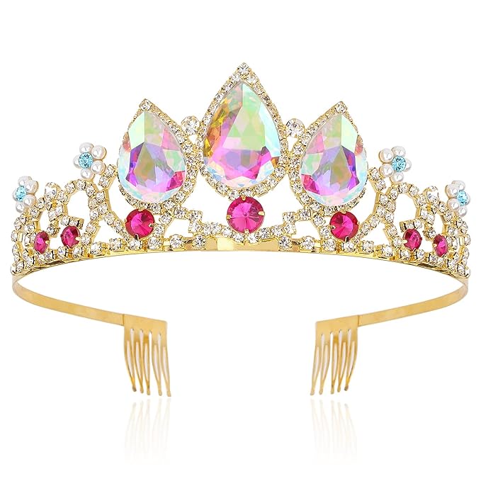 Velscrun Girls Rapunzel Crown, Princess Tiara Headband, Multicolored Crowns for Birthday Party and Halloween Cosplay