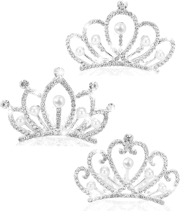 JINYEAH Mini Crowns Pearl Tiaras Mini Tiara Headband Rhinestone Princess Hair Accessories Tiny Crown Hair Clip Small Tiara...