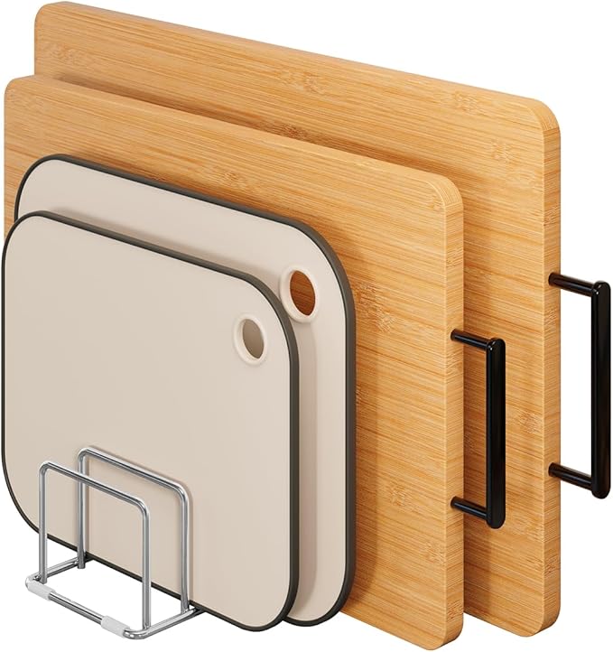 Cutting Board Organizer Stand Holder - 304 Stainless Steel Chopping Board Rack, Pot Pan Lid Holder, Kitchen Shelf for Bake...