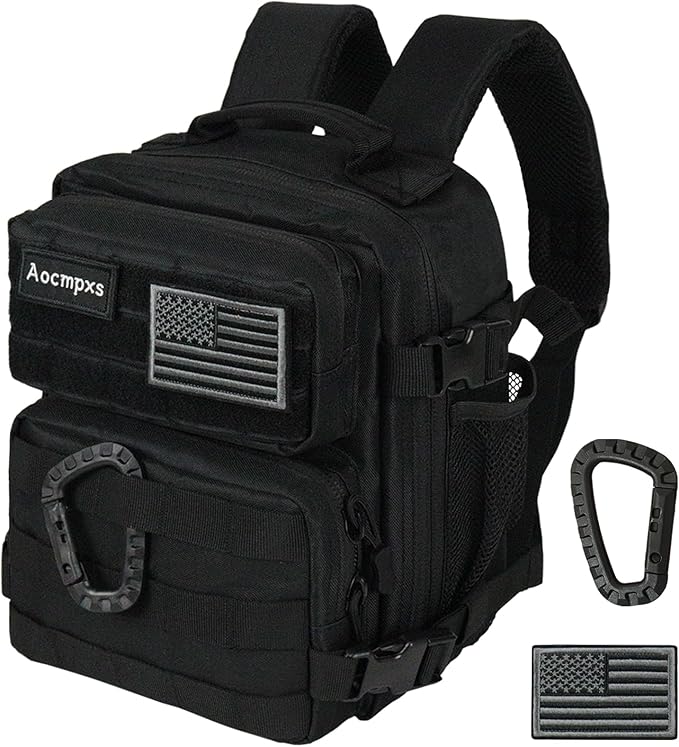 Aocmpxs Mini Tactical Backpack, 9L Small Gym Backpacks Sport Bag for Men Women Molle Military Pack with US Flag Patch and ...