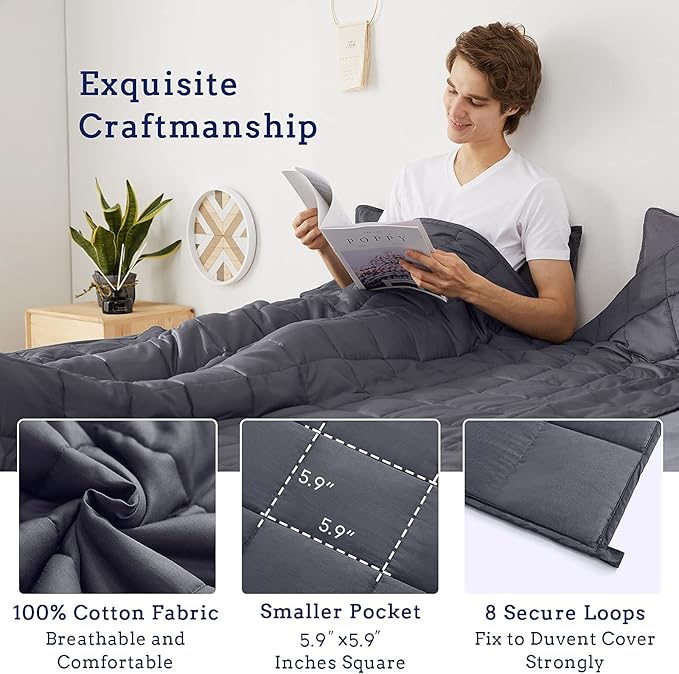 ZonLi Weighted Blanket for Adults (60"x80", 25lbs, Dark Grey) Queen Size High Breathability Cooling Heavy Blanket, Soft Material with Premium Glass Beads, All-Season, Easy Care