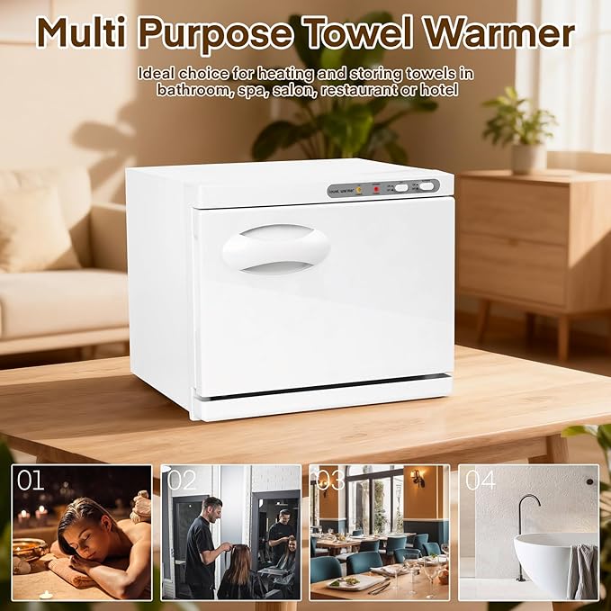 Hot Towel Cabinet, Yofuly 8L White Towel Heater with Clip, Professional Small Towel Warmer Machine for Facials SPA Nail Salon Barber Esthetician