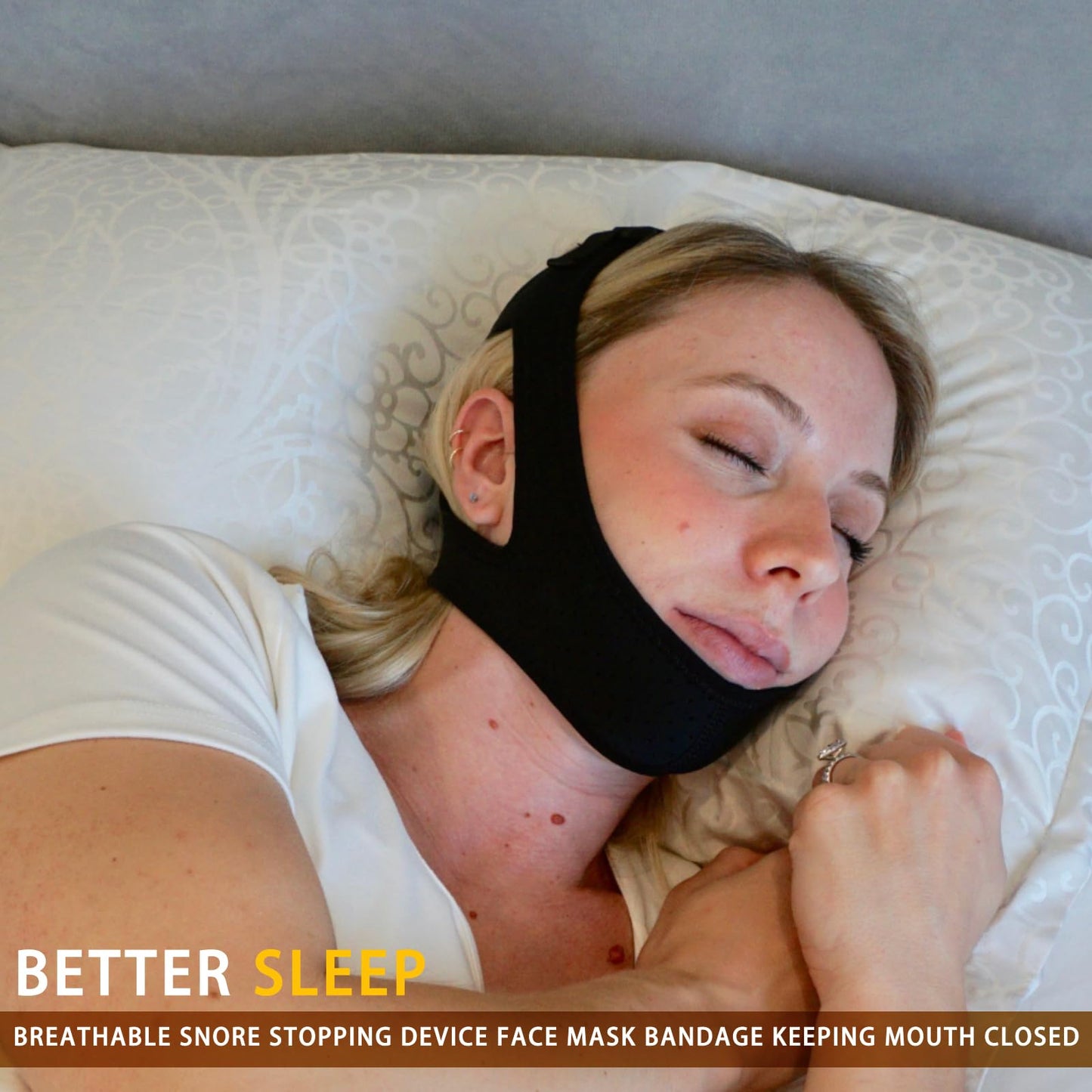 Adjustable Anti Snoring Chin Strap for CPAP Users - Breathable Snore Stopping Device Face Mask Bandage Keeping Mouth Closed - Chin Strap for Snoring for Men and Women (Pink)