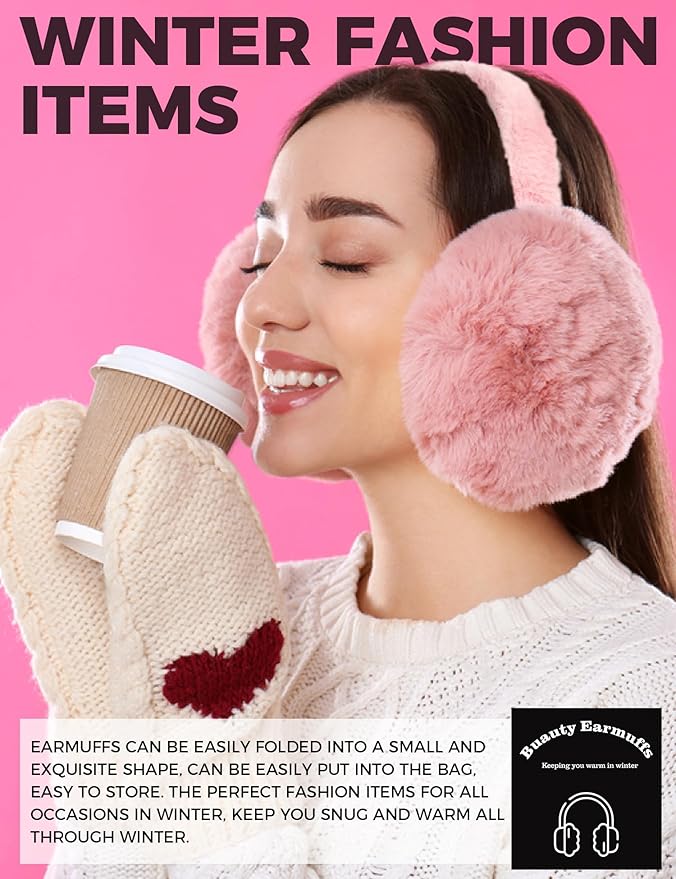 Buauty Ear Muffs Winter Women Men Soft Earmuffs Cute Ear Covers Cold Weather Fluffy Ear Warmers Headband Winter Accessories