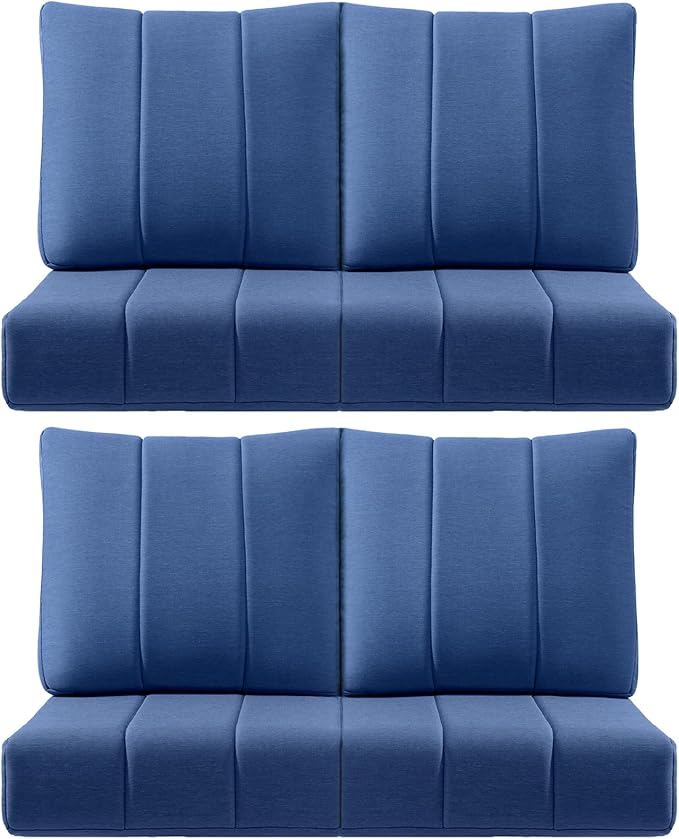 ACTREST Luxury 24x24x6 Inch Kitty Outdoor Chair Cushions Set of 4 - Heavy Duty Water-Resistant Comfortable Cushion for Patio Furniture Dining Gliding Rocking Chair Loveseat Sofa - Navy Blue