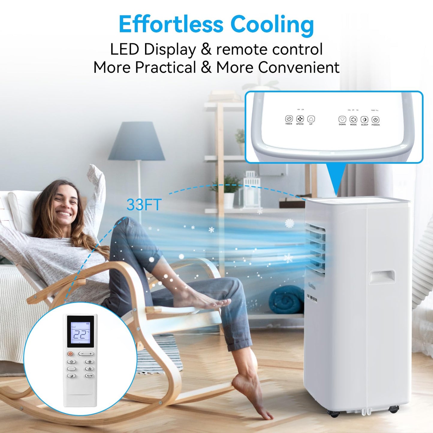 Coolblus Portable Air Conditioners, 8400 BTU air conditioner Cools Up to 350 Sq.Ft, 3 in 1 Portable AC with Remote, 24H Timer, Sleep Mode, Window Kit & Filter Brush, No Wall Required