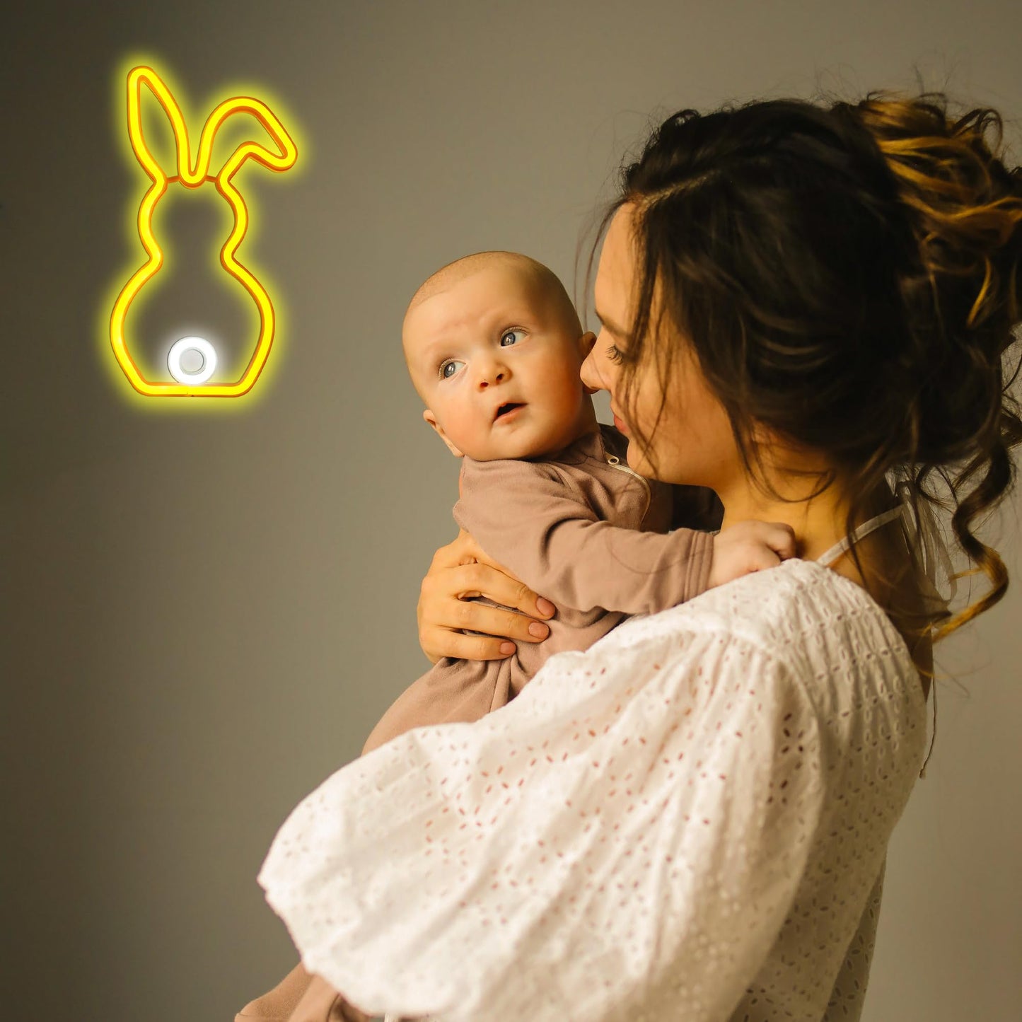 ENUOLI Novelty Rabbit Neon Sign Art Wall Lights for Business Bunny Neon Light Bar Club Bedroom USB Powered for Bedroom Children's Room Rabbit Decoration Easter Gifts For Kids Wedding Birthday Party