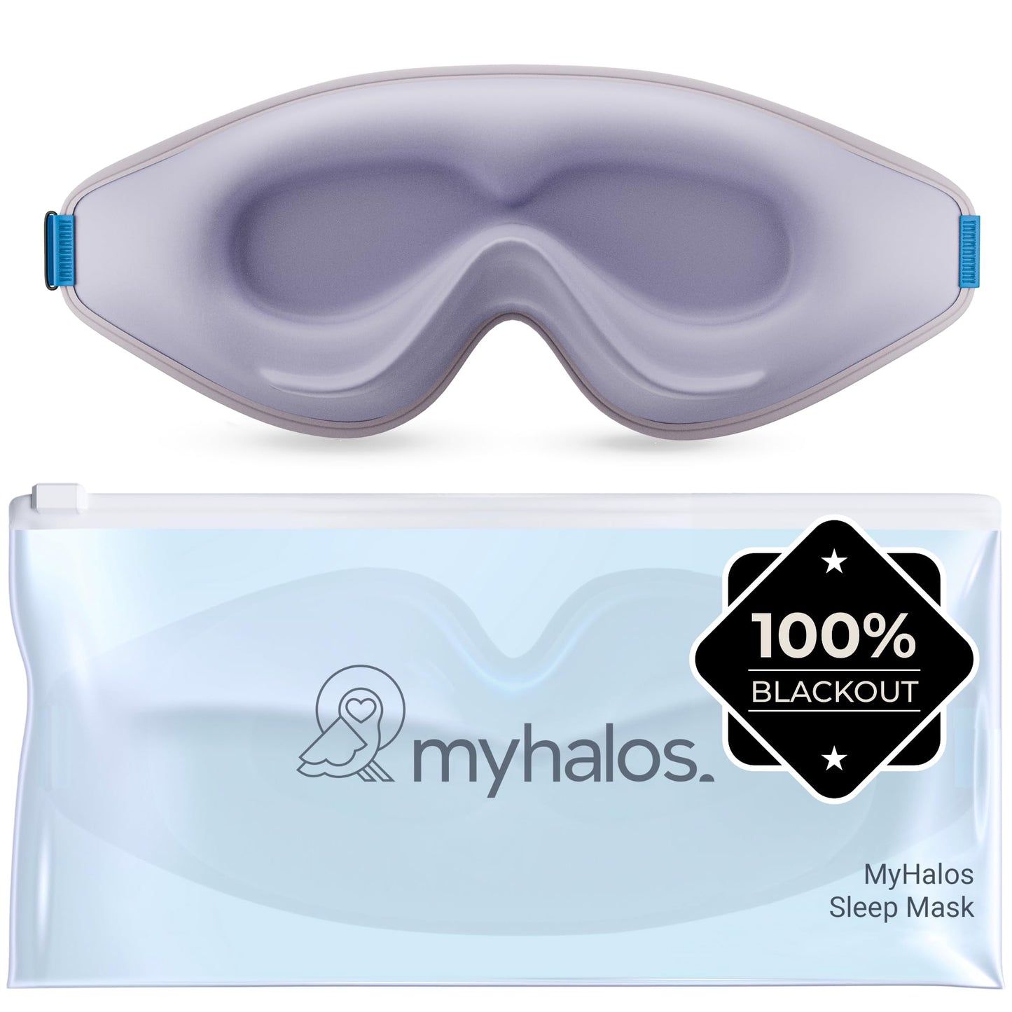 MyHalos® Sleep Mask – 3D Blackout Eye Mask for Women & Men, Side Sleepers, Zero Pressure Memory Foam Eyelash Friendly, Breathable,Award-Winning Sleep Aid for Travel (Lavender, 1 Count (Pack of 1))