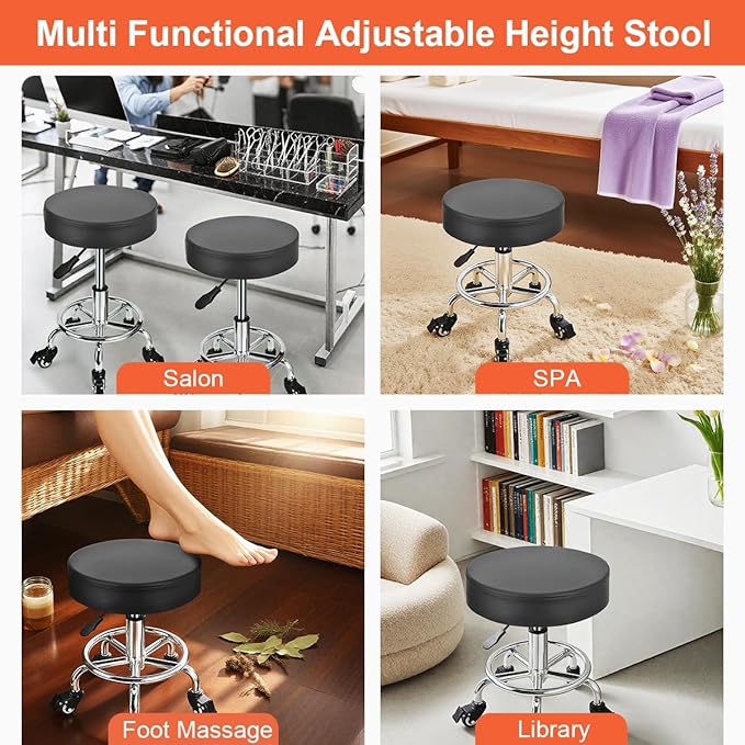 JOSTZHXIN Low Height Rolling Stool Height Adjustable Low Roller Seat, Swivel Small Chair Mechanic Stool, Short Stools for Home Office Garage Shop (Style 2)