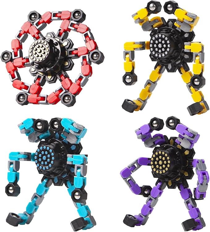 Transformable Fidget Spinners Toys 4 Pcs for Kids and Adults Stress Relief Sensory Toys for Boys and Girls Age 8-13 Finger...