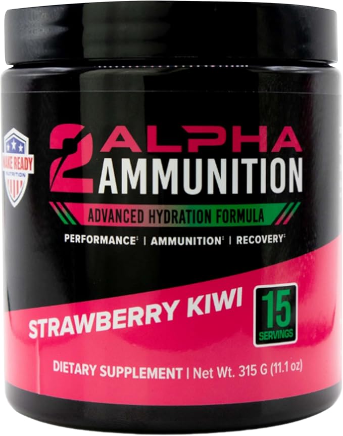 MAKE READY NUTRITION 2ALPHA Ammunition Strawberry Kiwi - Hydration, Energy Drink, and Immune Support with Vitamin C, Calci...