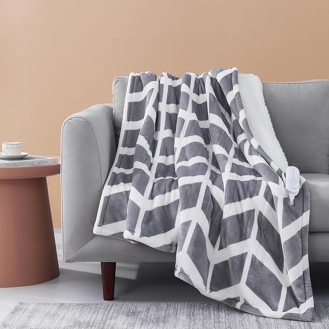 VENTIMI Electric Blanket Heated Throw, 50" x 60" Heated Blanket with 5 Heat Levels & 3 Hours Auto Off, Fast Heating Blanke...