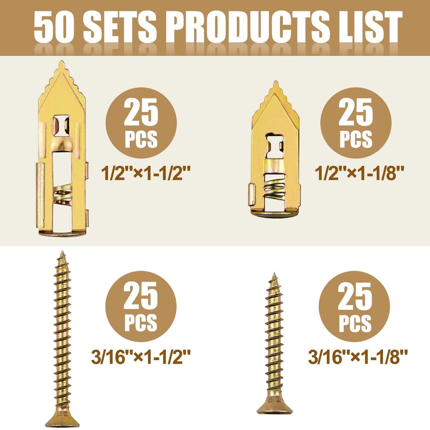 100 PCS Self Drilling Drywall Anchors with Screws – Heavy Duty Metal Expansion Wall Anchors Kit for Drywall & Sheetrock – Ideal for Hanging Shelves, Mirrors, Picture Frames and More