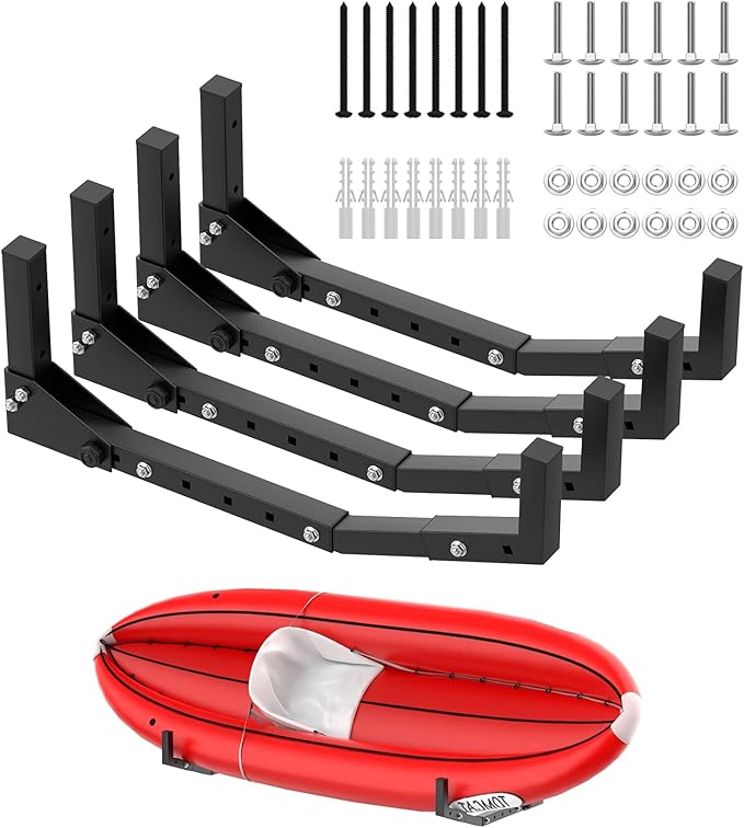 TORACK Kayak Storage Rack, Wall Mount Kayak Hooks for Garage Utility Storage Hangers for Kayak, Surfboard, Skiis, Snowboar...
