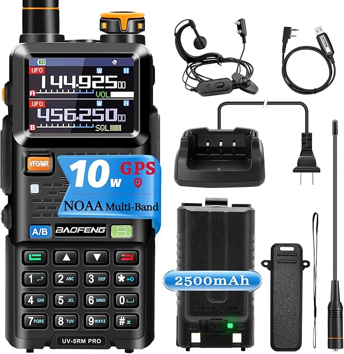 BAOFENG GPS Radio UV-5RM PRO: 10W Ham Radios Long Range, Multi-Band GMRS Handheld Radio 5RM PRO GPS Position Share and Req...