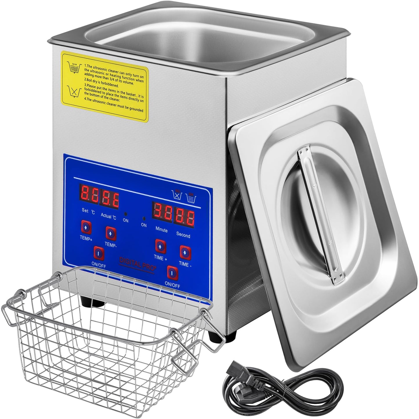 VEVOR 2L Digital Ultrasonic Parts Cleaner with Timer 40kHz Professional 304 Stainless Steel Ultrasonic Cleaner 110V for Jewelry Watch Glasses Diamond Eyeglass Small Parts Cleaning