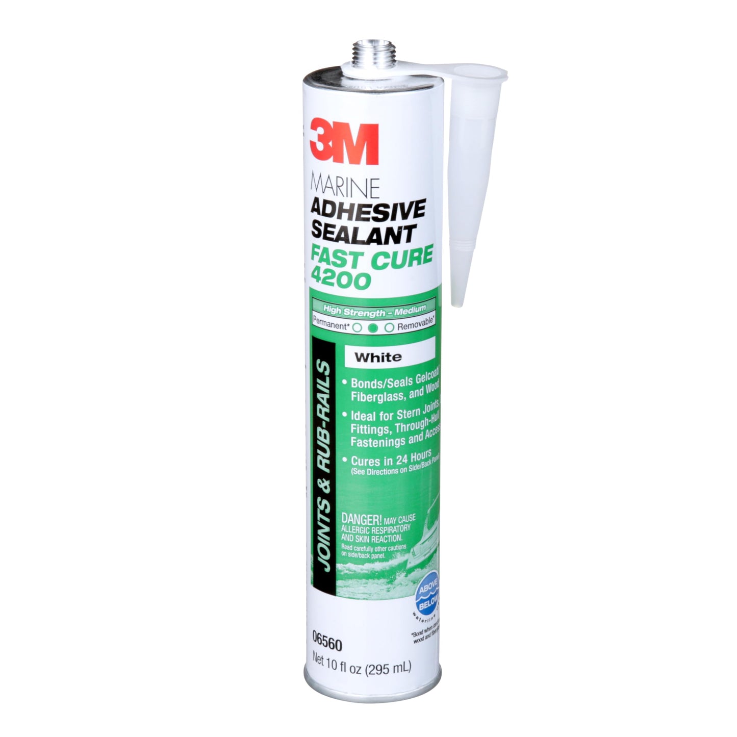 3M Marine Adhesive Sealant Fast Cure 4200 (06560) – Semi-Permanent Flexible Adhesive Sealant for Boats and RVs, White, Flexible Bonds, Underwater-Safe, 295 mL Cartridge