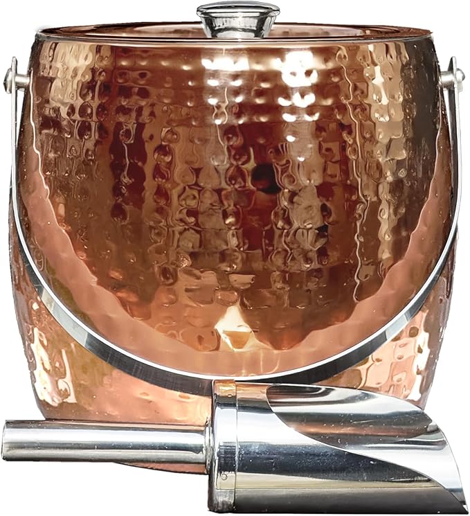 BREKX 3QT Insulated Ice Bucket for Parties with Lid and Scoop- Sweat-Free One Bottle Wine Chiller/Champagne Bucket or Ice ...